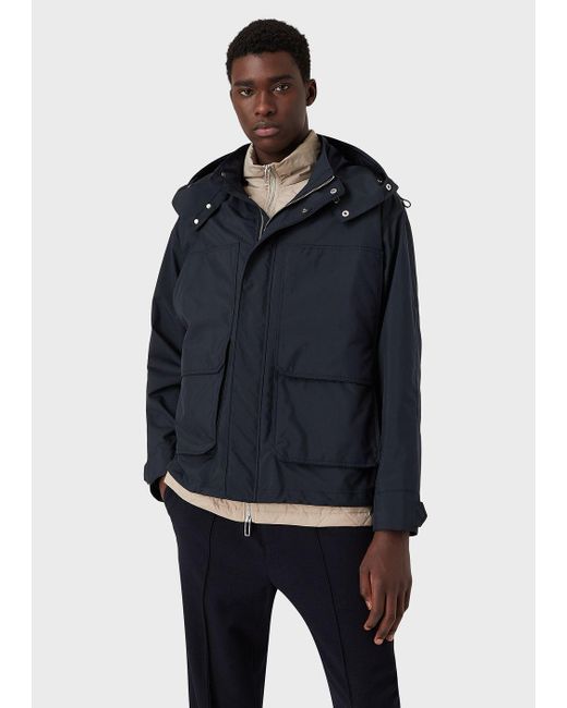 emporio armani water repellent hooded jacket