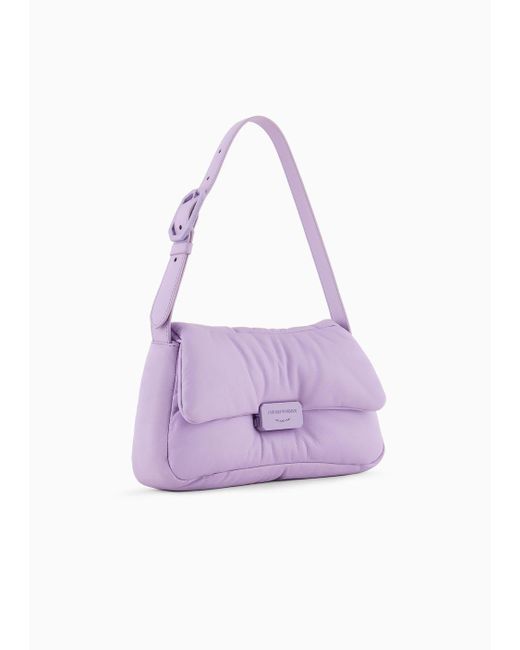 Emporio Armani Purple Baguette Shoulder Bag In Puffy Nappa Leather