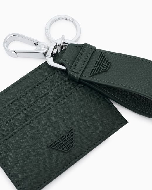 Emporio Armani Asv Geschenkbox Mit Schlüsselring Und Kartenetui Aus Regeneriertem Saffiano-Leder in Green für Herren
