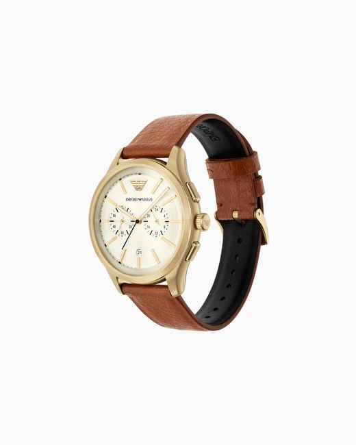 Emporio Armani White Chronograph Leather Watch for men