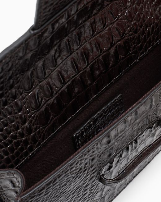 Bolso De Mano De Piel Con Solapa Y Estampado De Cocodrilo Emporio Armani de hombre de color White