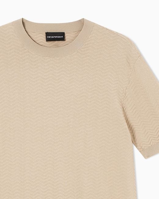 Emporio Armani Natural Icon Viscose-Blend Chevron-Stitch Jumper for men