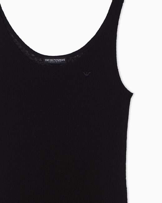Emporio Armani Black Linen-Blend Knit Loungewear Dress