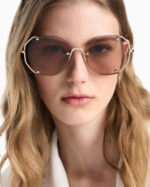 Emporio Armani Natural Irregular-Shaped Sunglasses