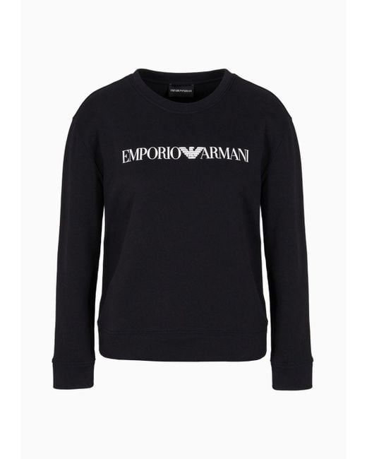 Emporio Armani Black Asv Organic Jersey Sweatshirt With Logo