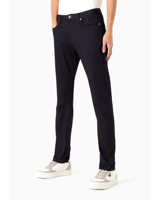 Emporio Armani Blue J06 Slim-fit Stretch Twill Jeans for men