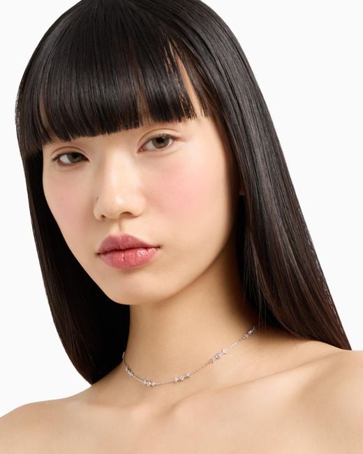 Emporio Armani White Sterling Station Necklace