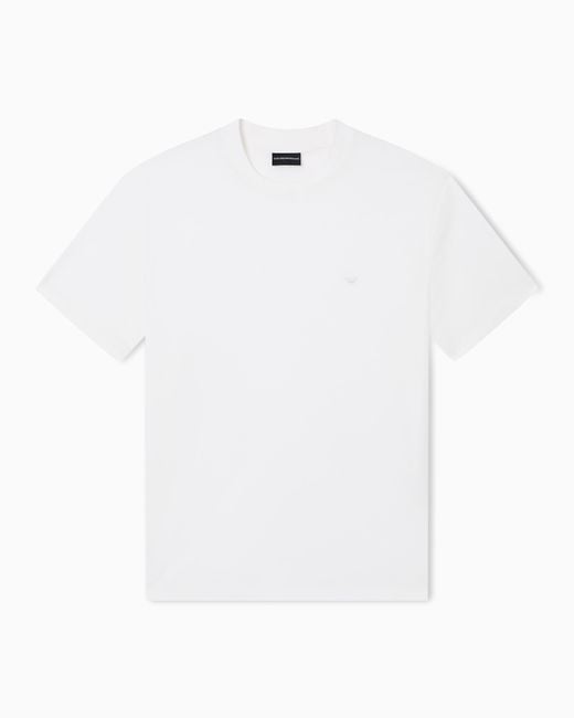 Emporio Armani White Travel Essential Lyocell-Blend Jersey T-Shirt for men
