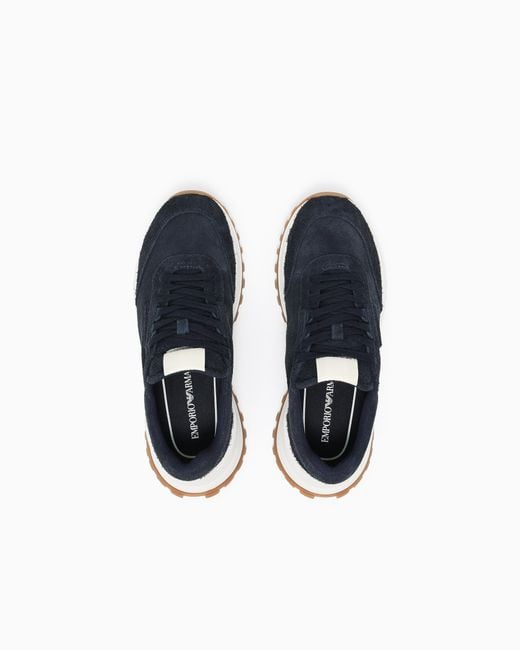 Emporio Armani Blue Eagle Club Capsule Collection Suede Sneakers for men
