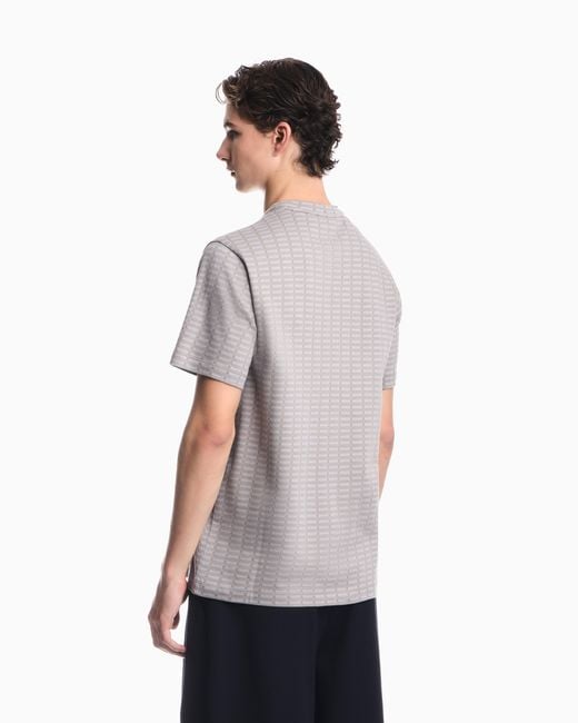 Emporio Armani Gray Jersey Jacquard Knit-Effect T-Shirt for men