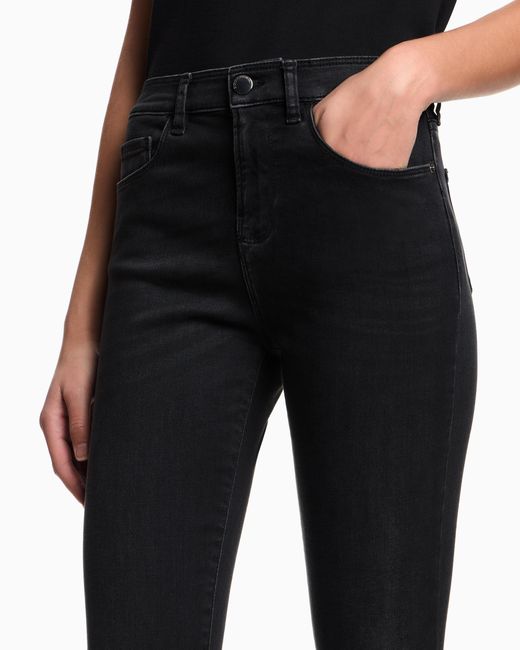 Emporio Armani Blue Stone Wash Jeans With A High Waist And Skinny Fit Essential