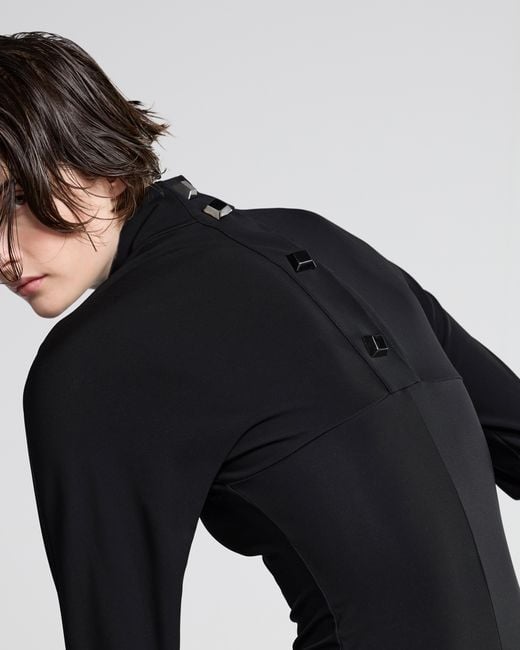 Emporio Armani Black Asv Polygon Capsule Collection Viscose Crêpe Interlock Long Dress