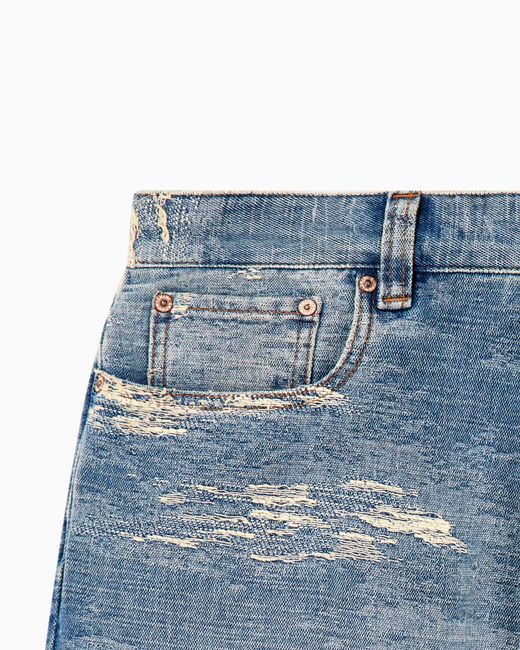 Emporio Armani Blue 5-Pocket Pants Denim With A Distressed Stone Washed Effect for men