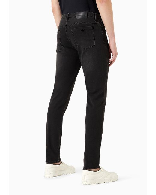 Emporio Armani Black J11 Slim-fit Extra Comfort Modal-blend Denim Jeans for men