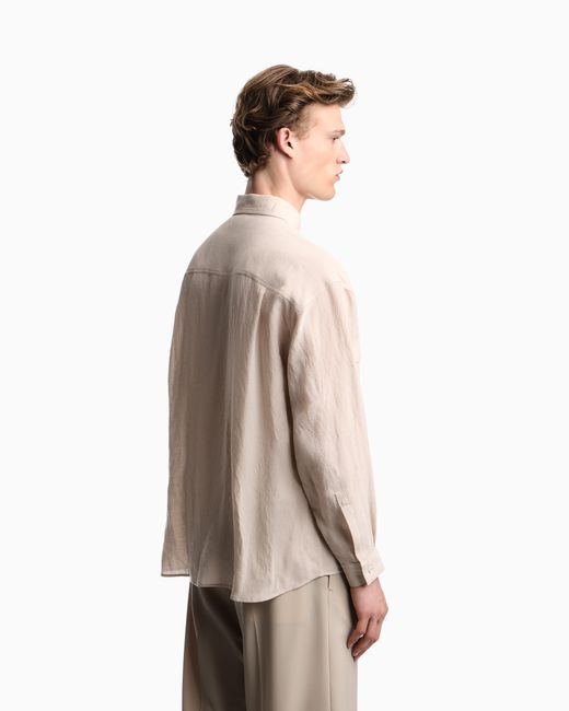 Emporio Armani Natural Denim-Effect Linen-Blend Shirt for men