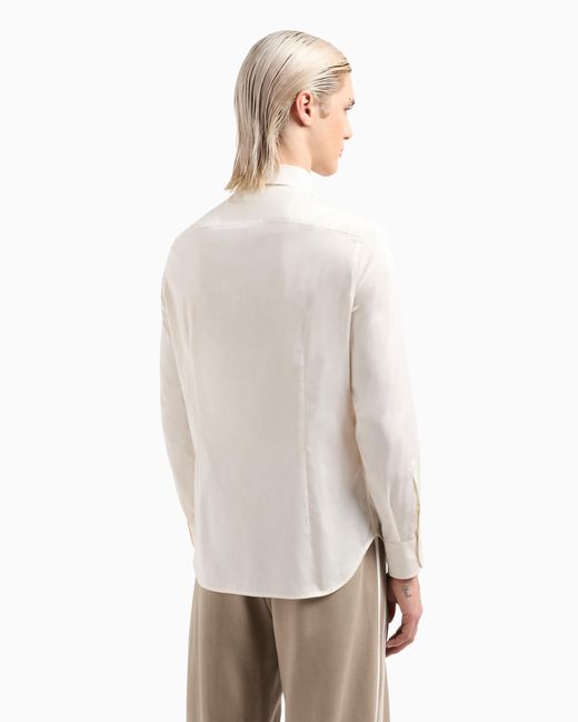 Emporio Armani Hemd Aus Baumwollstretch Mit Musterprint in White für Herren