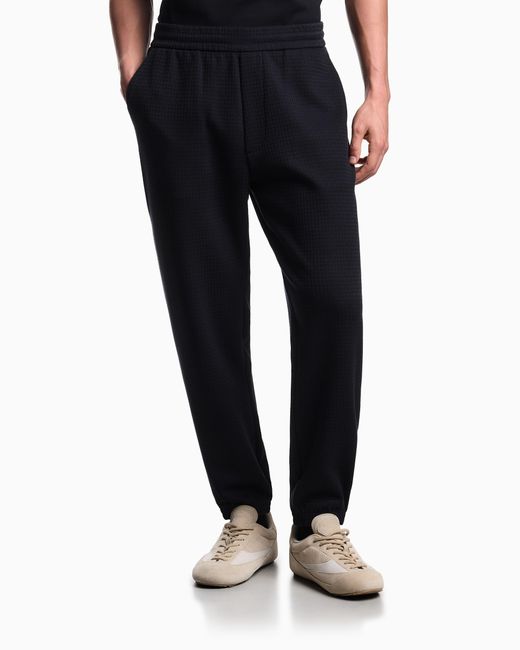 Pantalones De Punto De Mezcla De Lyocell Con Motivo En Tejido Jacquard Asv Emporio Armani de hombre de color Black