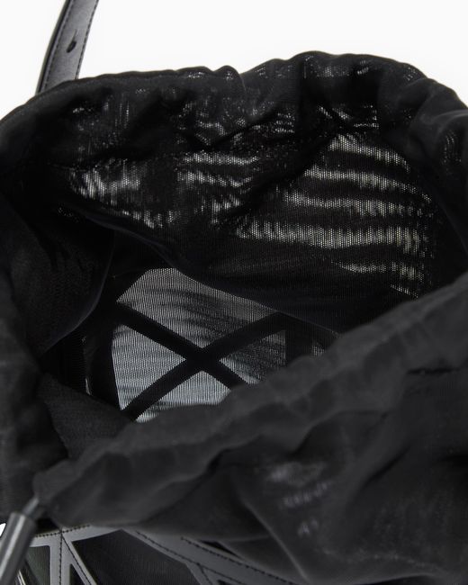 Emporio Armani Black Leather And Mesh Bucket Bag