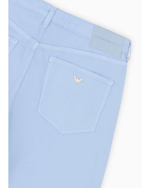 Pantalones J5a De Cintura Media Y Pernera Relajada En Mezcla De Algodón Teñido En Prenda Emporio Armani de color Blue