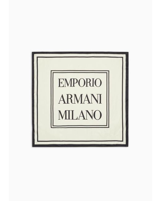 Foulard In Pura Seta Stampa Milano di Emporio Armani in White da Uomo