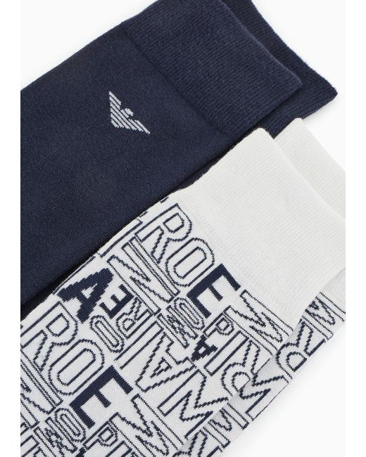 Emporio Armani Blue Two-pack Of Socks With Jacquard Logo for men