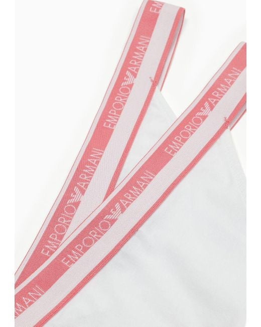 Emporio Armani Pink Asv Two-pack Of Iconic Logo Band Organic Cotton Thongs