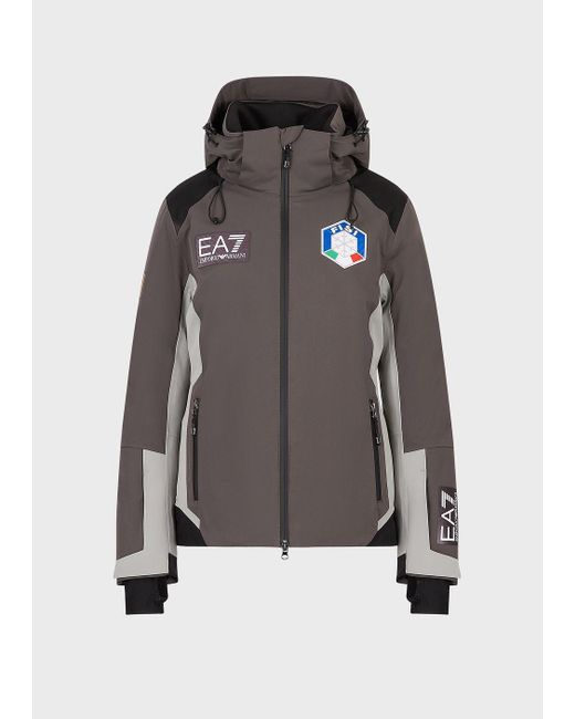 Emporio Armani Gray Fisi Collection Protectum7 Technical Fabric Ski Jacket