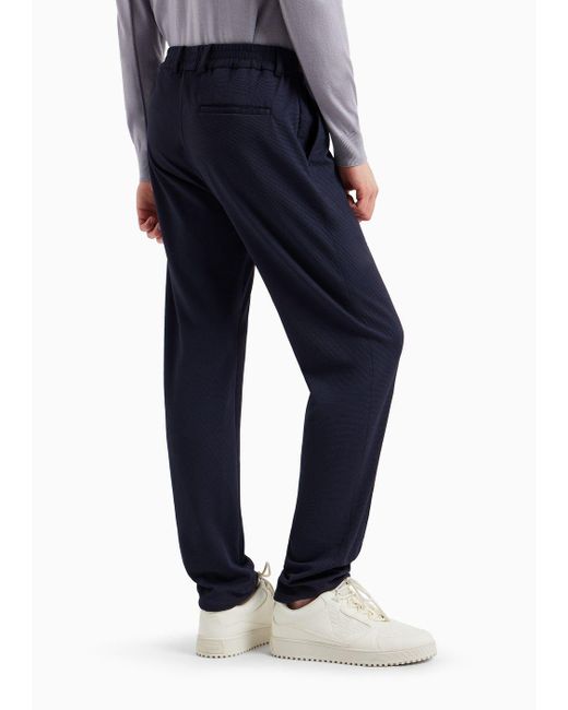 Pantalon Avec Nervures En Jersey Technique Effet 3d Emporio Armani pour homme en coloris Blue