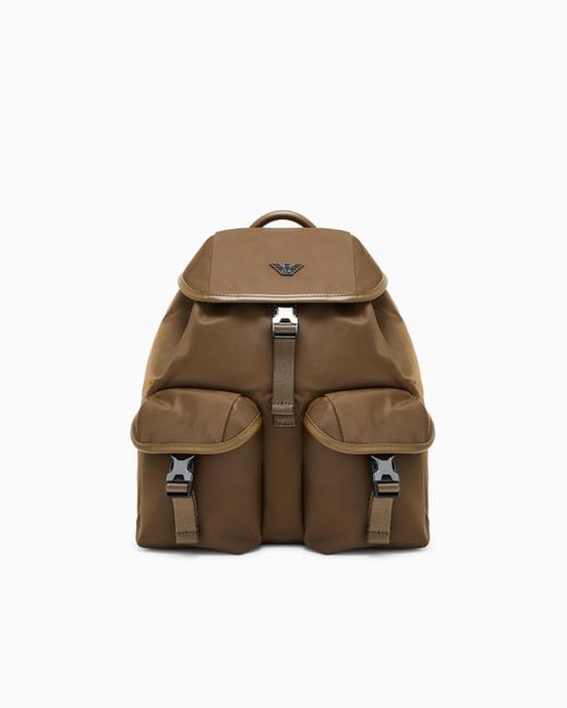 Emporio Armani Brown Multi-Pocket Backpack for men