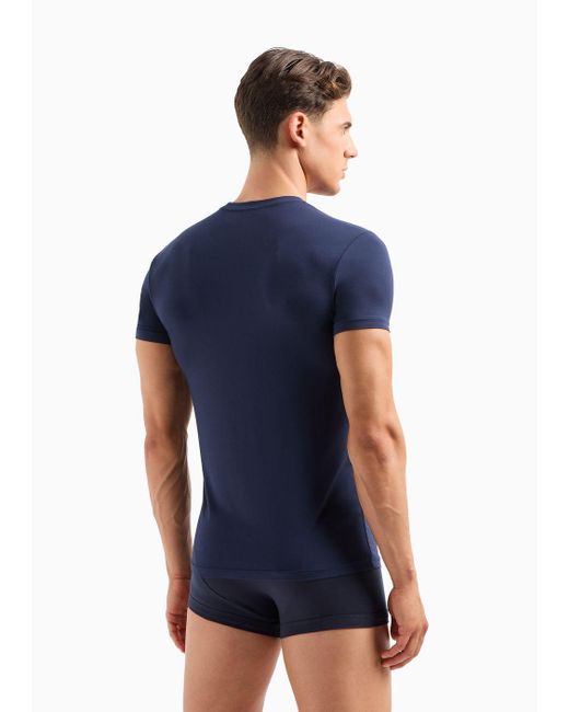 Emporio Armani Blue Fitted Loungewear T-shirt In Cosy Modal for men