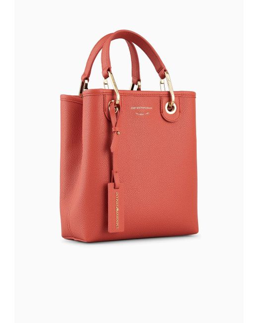 Emporio Armani Red Deer-print Myea Vertical Shopper Bag