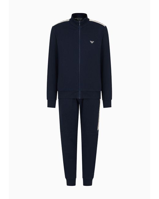 Emporio Armani Blue Loungewear Tracksuit With Full-zip Sweatshirt With Logo Tape for men