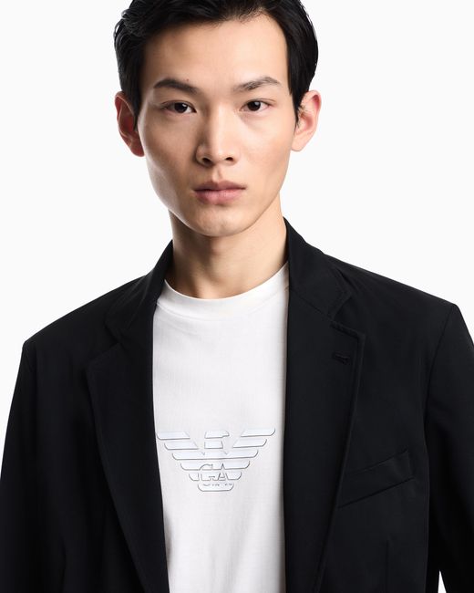 Emporio Armani Blue Stretch-Nylon Twill Blazer With Detachable Inner Panel for men