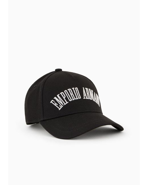 Emporio Armani Black Baseball Cap With Embroidered Oversized Logo
