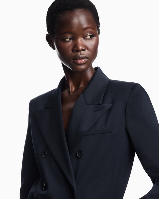 Emporio Armani Blue Double-Breasted Blazer