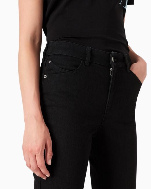 Vaqueros J20 De Cintura Alta Y Pernera Superajustada En Denim Elástico Emporio Armani de color Black