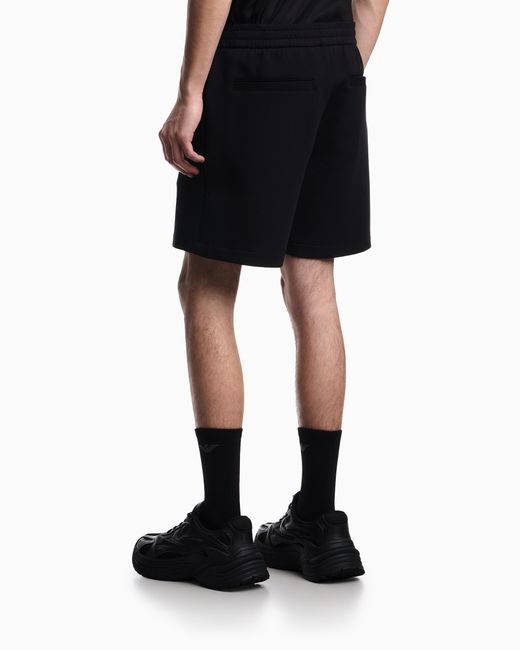 Emporio Armani Black Double-Jersey Bermuda Shorts With Ribs for men