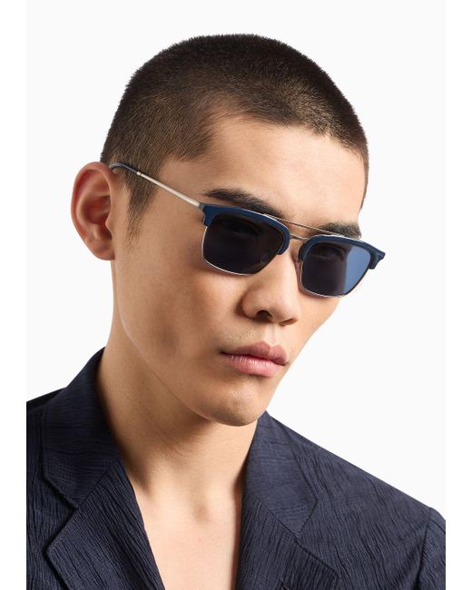 Emporio Armani Sonnenbrille Mit Rechteckiger Fassung in Blue für Herren