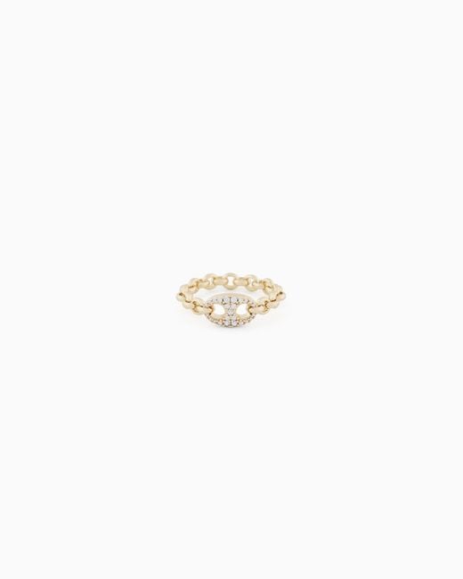 Emporio Armani White Tone Brass Center Focal Ring