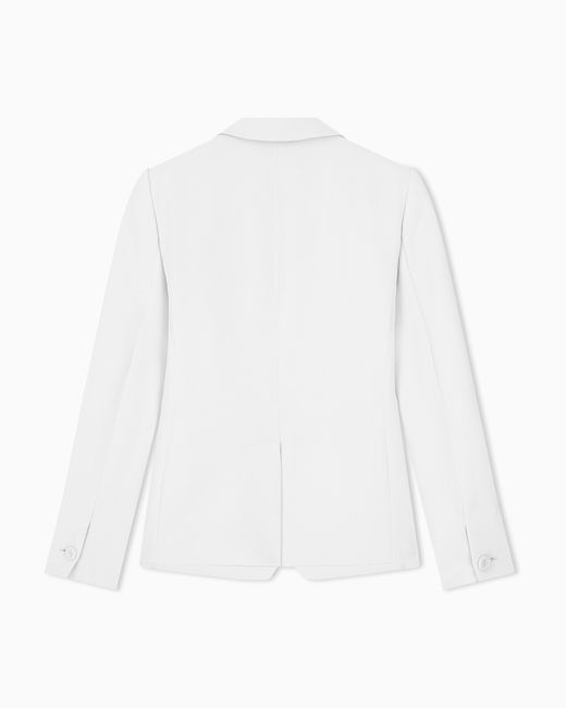Emporio Armani White Tailored Single-Breasted Blazer With Notched Lapels