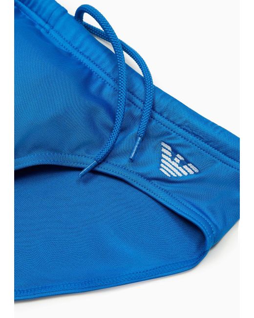 Emporio Armani Blue Asv Essential Recycled-microfibre Swim Briefs for men