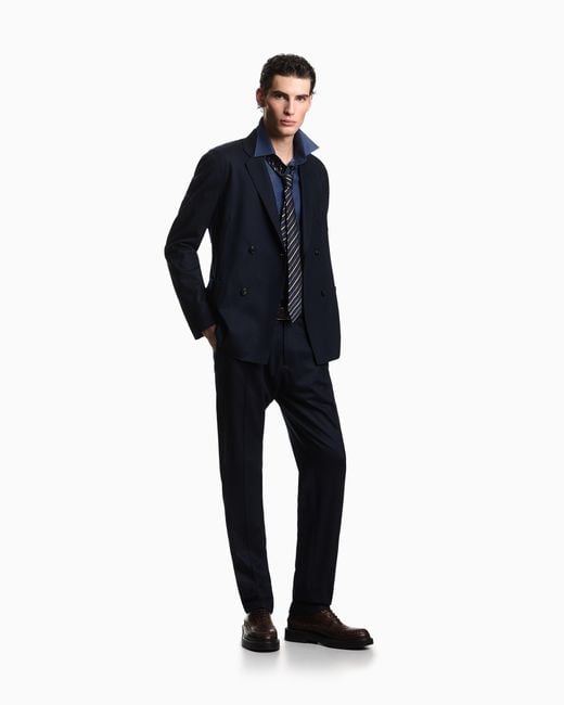Emporio Armani Blue Double-Breasted Blazer for men