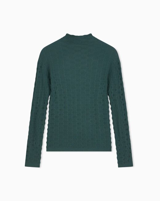 Emporio Armani Green Mock Neck Sweater
