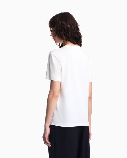Emporio Armani White Supima Jersey T-Shirt With Signature Capsule Logo Embroidery
