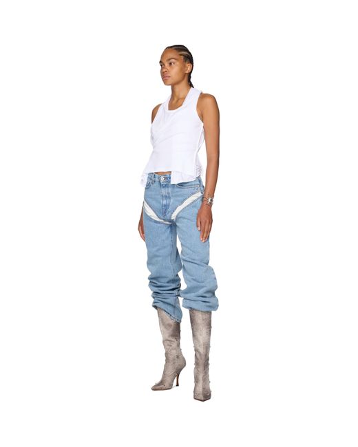 Y. Project Blue Evergreen Cut-Out Jeans