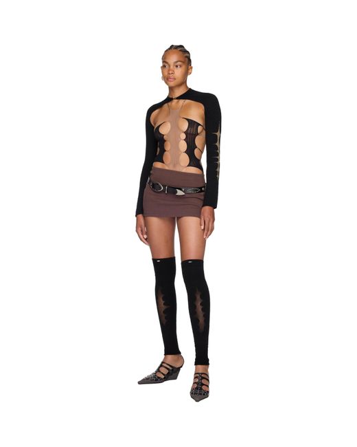Rui Brown Sheer String Bodysuit