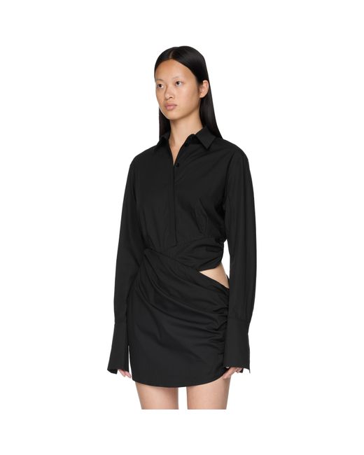 Nensi Dojaka Black Asymmetrical Draped Shirt
