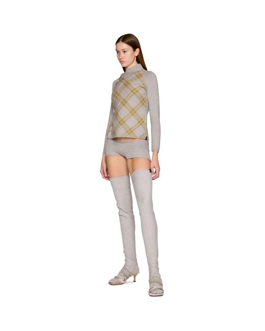 Isa Boulder Tartan Asymmetric Long Sleeve Top in Gray | Lyst