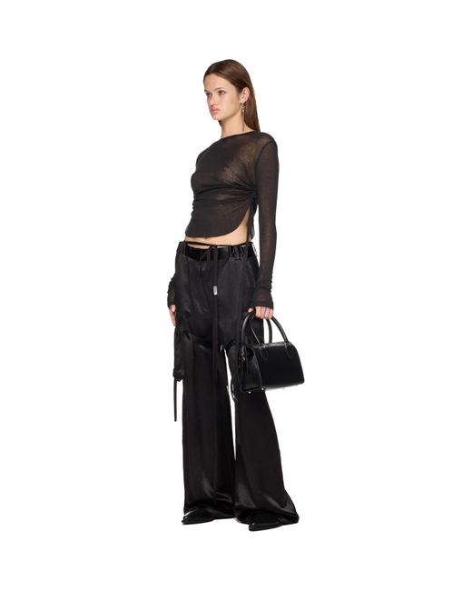 Ann Demeulemeester Black Lare Satin Cargo Pants