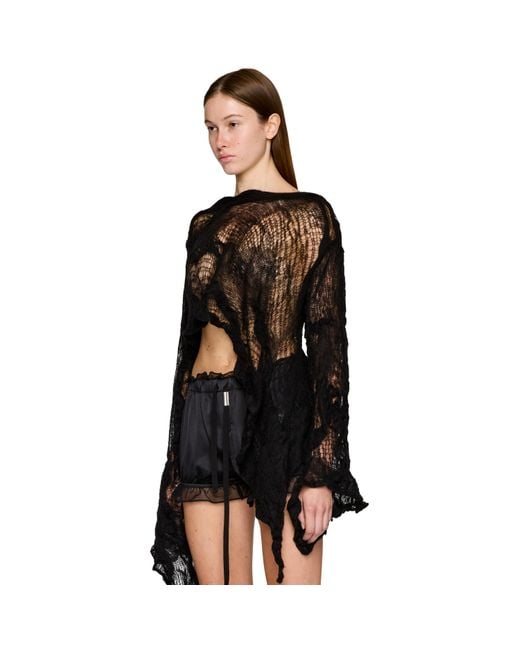 Ann Demeulemeester Black Cilia Off-Shoulder Sweater